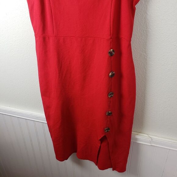 Stella Luce Bright Sexy Red Open Slit Short Dress Size Large - Picture 3 of 10